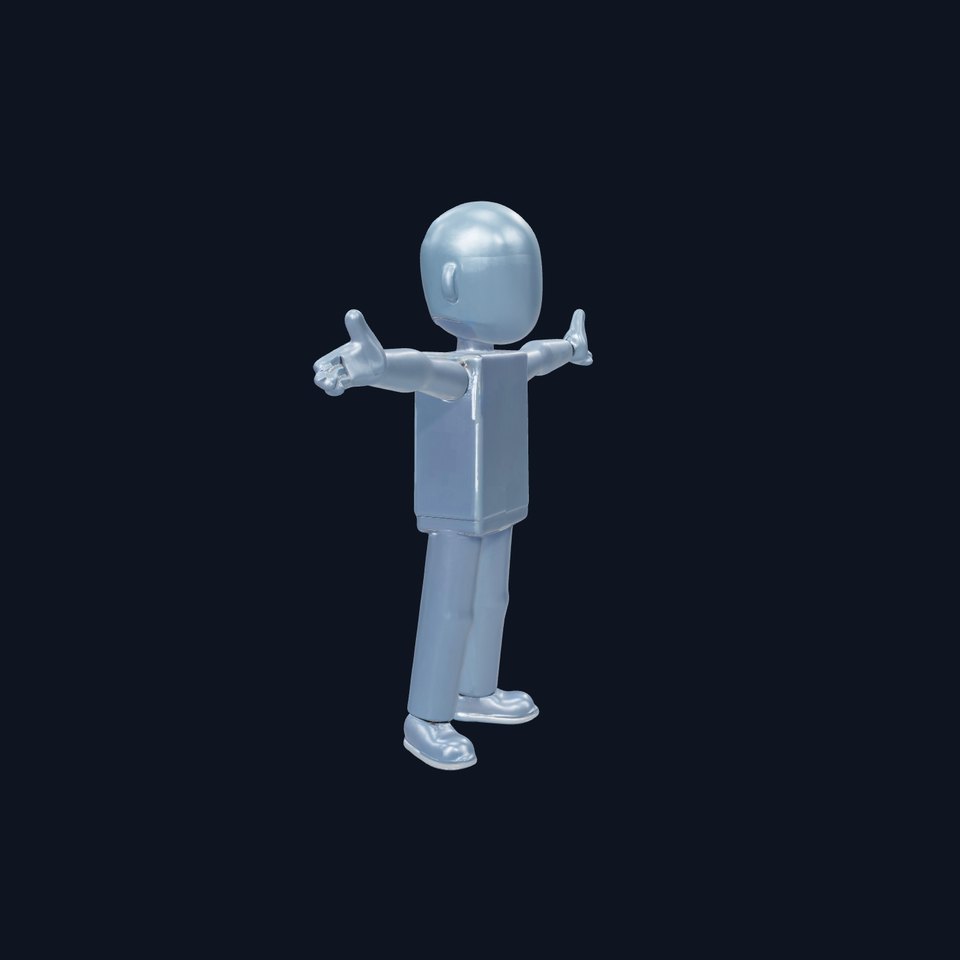 Simple Blue Humanoid Model Rigged and Animated